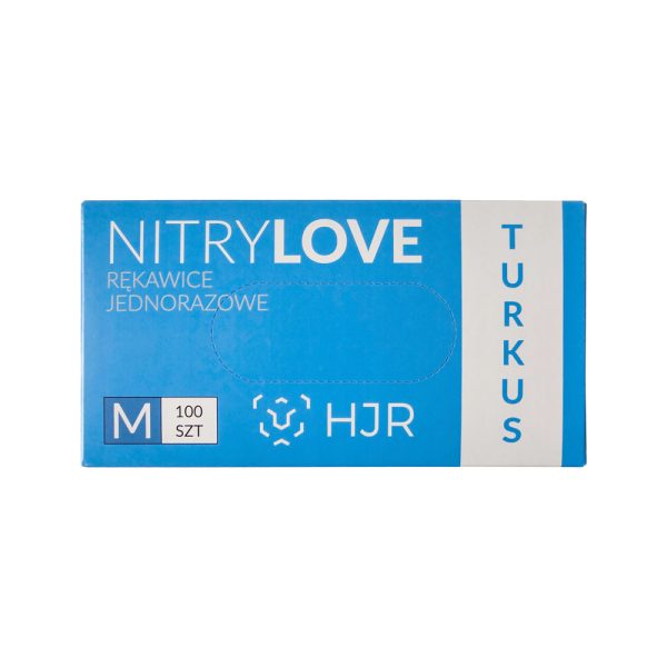 Nitrylove Turkus M 100szt - niebieskie rękawice jednorazowe nitrylowe