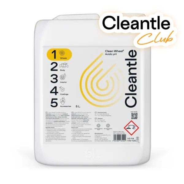 Cleantle Clean Wheel2 5L - kwasowy preparat do usuwania trudnych zabrudzeń z felg