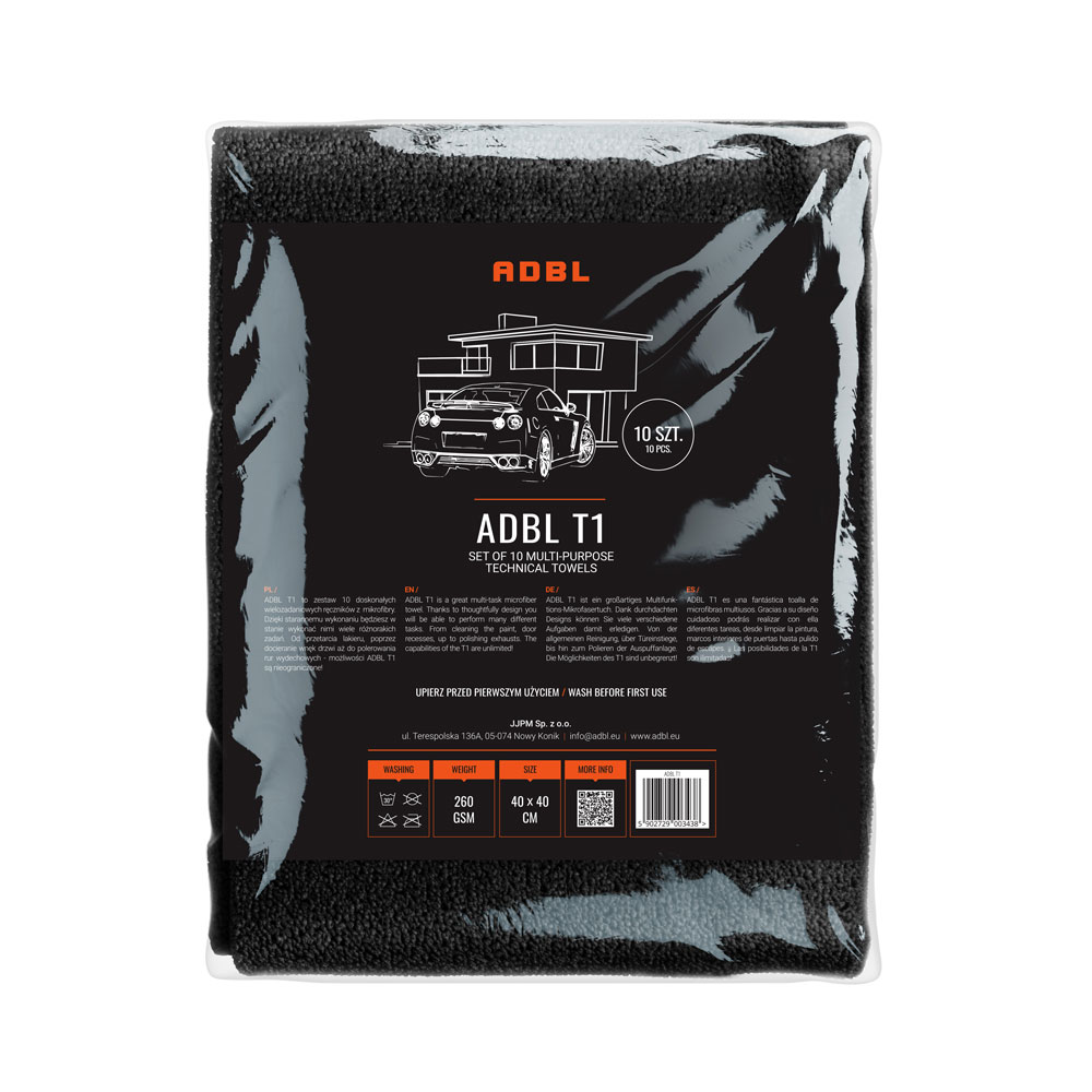 t1-towel-opakowanie_big ADBL T1 - zestaw ręczników z mikrofibry - 40x40 260 gsm - 10 szt.