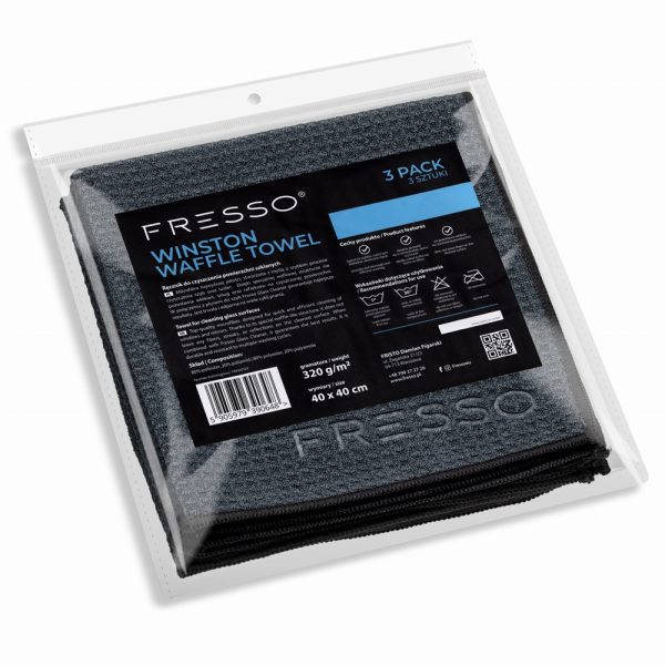 Fresso Winston Waffle Towel 3 Pack 40x40cm - mikrofibra waflowa do szyb