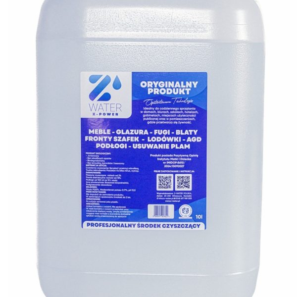 Z-WATER X-POWER 10L - profesjonalny środek do codziennego czyszczenia powierzchni zmywalnych