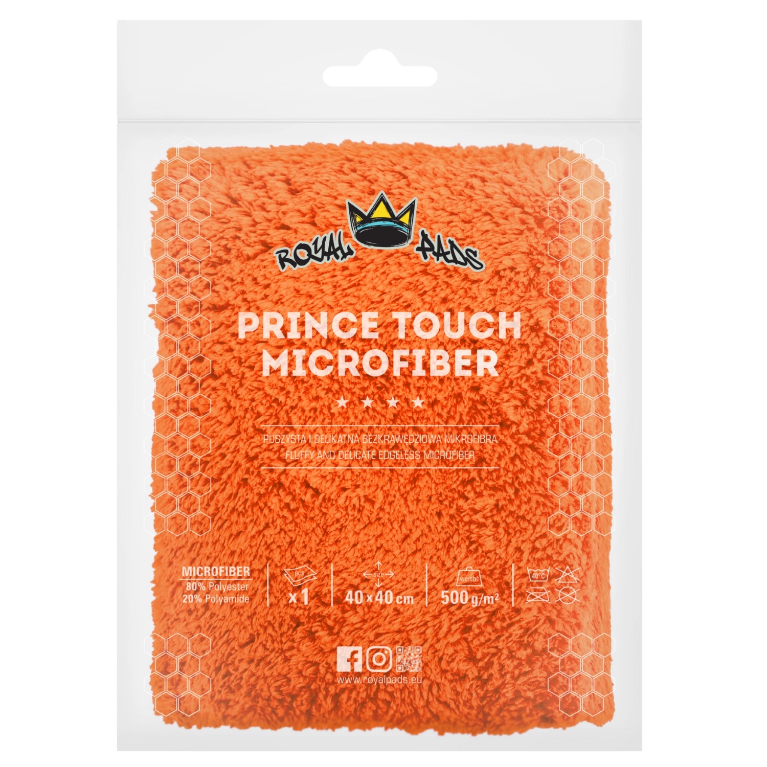1500x1500-product-media-46001-47000-princeorange_big Royal Pads Prince Touch Microfiber 40x40cm Orange - puszysta bezkrawędziowa pomarańczowa mikrofibra