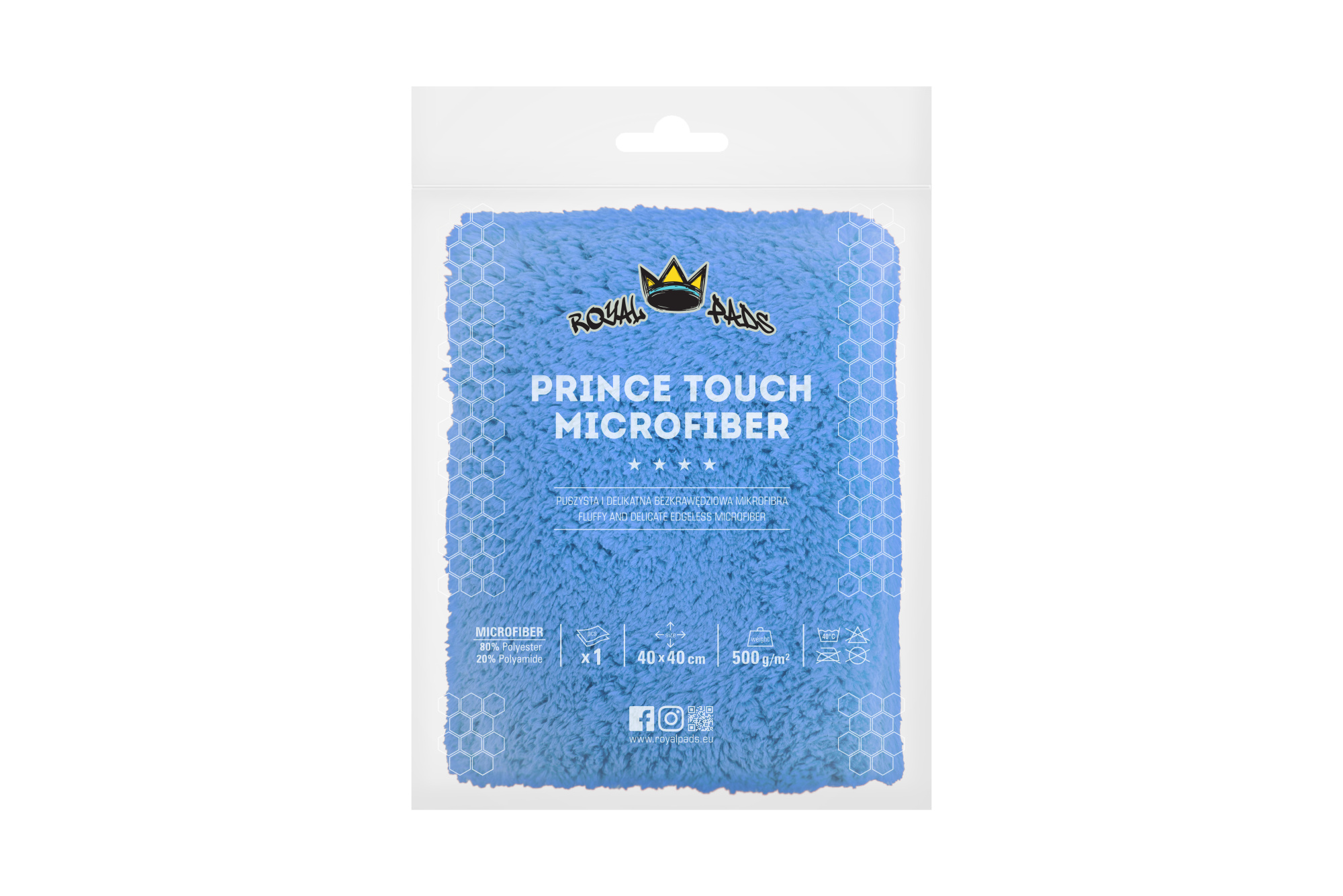 prince-blue_big Royal Pads Prince Touch Microfiber 40x40cm Blue - delikatna bezkrawędziowa mikrofibra 500gsm