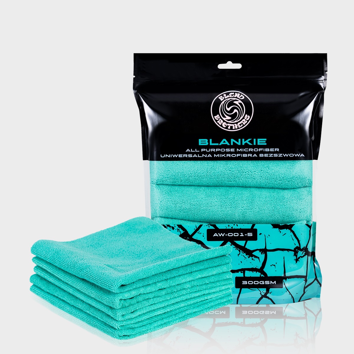 blankie-5szt-mirror-1200x1200px-packnopack_big Blend Brothers BLANKIE 5-pack Microfiber Turquoise - zestaw 5 sztuk uniwersalnych mikrofibr