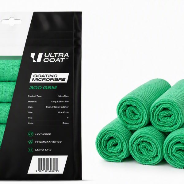 Ultracoat Coating Microfibre Green 5-pack - Dwustronna mikrofibra do docierania powłok i dopracowania końcowego efektu.