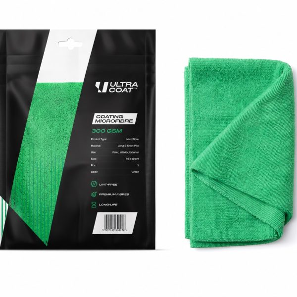 Ultracoat Coating Microfibre Green - Dwustronna mikrofibra do docierania powłok i dopracowania końcowego efektu.